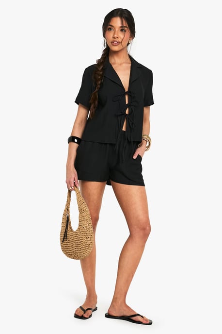 Linen Look Crop Shirt - Image 3