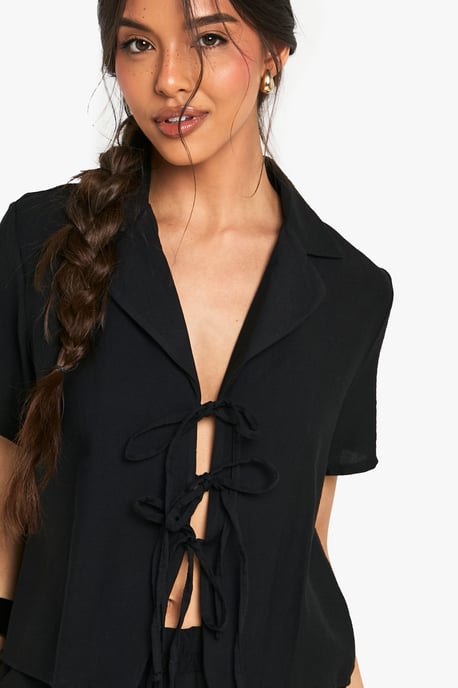 Linen Look Crop Shirt - Image 4