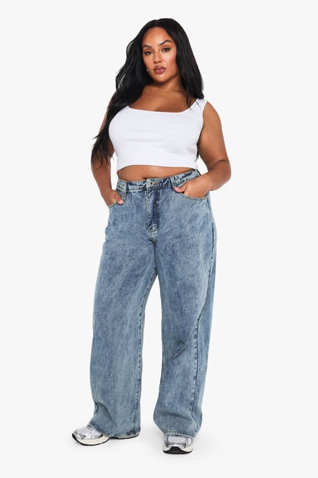 Boohoo Basics Plus Denim Wide Leg Jean - Image 1