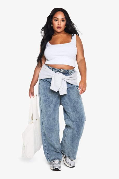 Boohoo Basics Plus Denim Wide Leg Jean - Image 3
