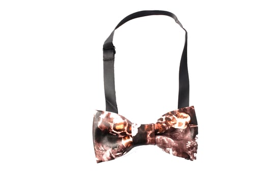 Faux Leather Bow Tie in Brown Print - Image 2