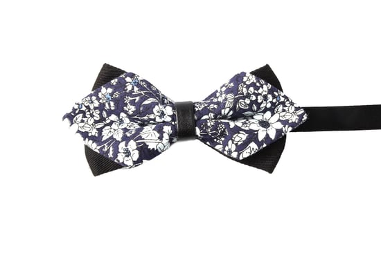 Navy White Floral Bow Tie - Image 1