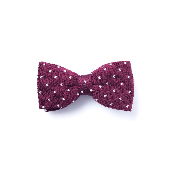Burgundy White Crochet Bow Tie - Image 2