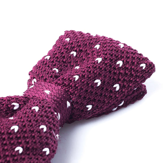 Burgundy White Crochet Bow Tie - Image 3