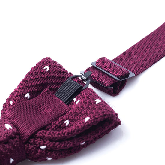 Burgundy White Crochet Bow Tie - Image 4