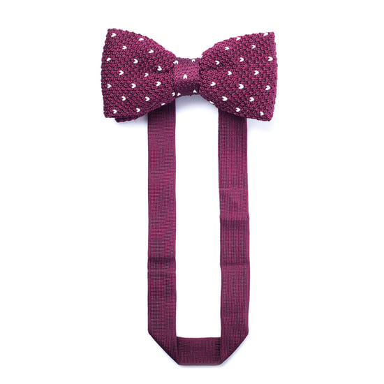 Burgundy White Crochet Bow Tie - Image 5