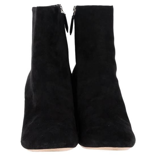Miu Miu Feather Pear-Embellished Ankle Boots in Black Suede - Image 2