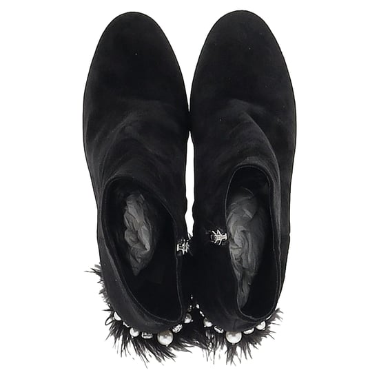 Miu Miu Feather Pear-Embellished Ankle Boots in Black Suede - Image 3