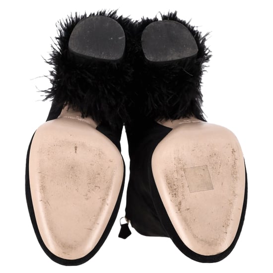 Miu Miu Feather Pear-Embellished Ankle Boots in Black Suede - Image 6