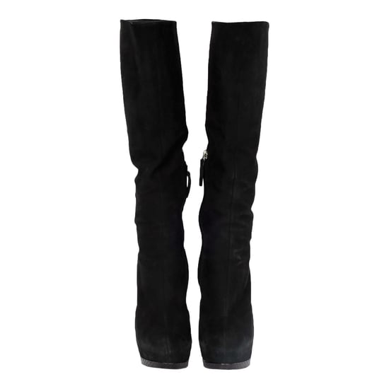 Black Suede Boots with Animal Print Heels - '20s - Image 3