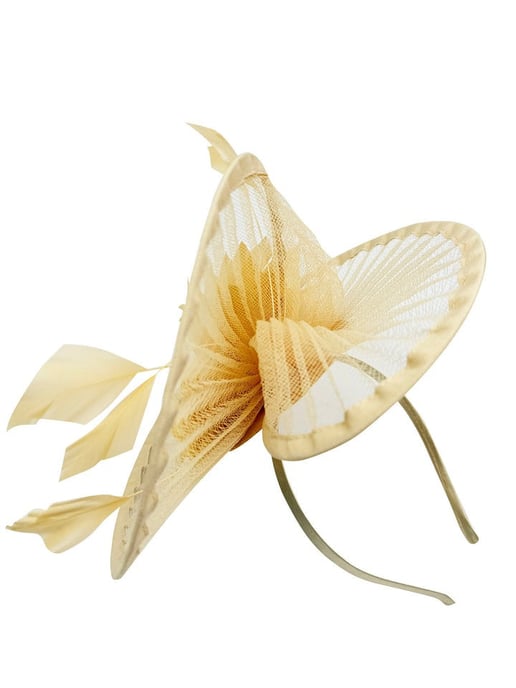 Spiral Circular Brim Fascinator with Feathers Burst - Image 3