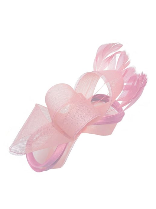 Bow Shaped Fascinator with Satin Loops & Feathers - Image 3