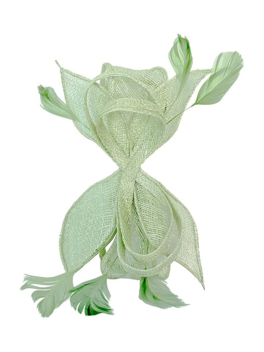 Bow Shaped Fascinator with Sinamay Curls & Feathers - Image 2