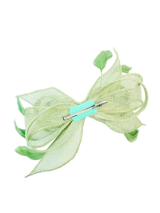 Bow Shaped Fascinator with Sinamay Curls & Feathers - Image 3