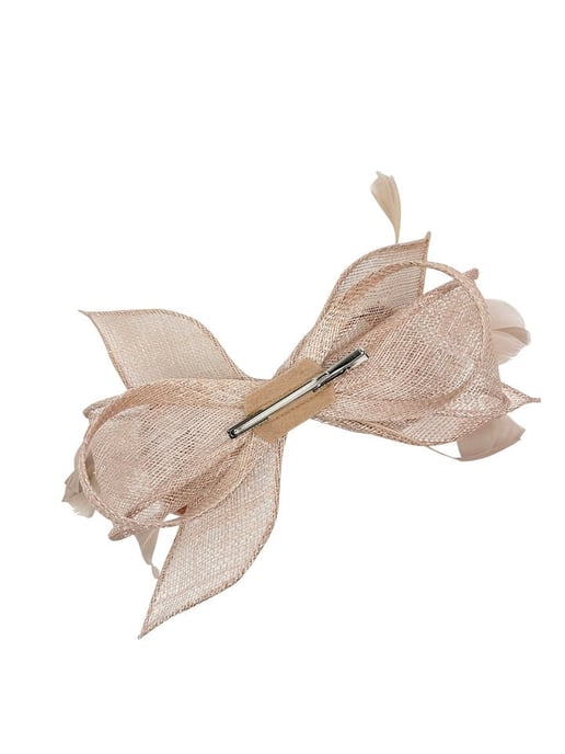 Bow Shaped Fascinator with Sinamay Curls & Feathers - Image 3