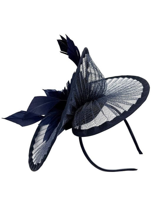 Spiral Circular Brim Fascinator with Feathers Burst - Image 2