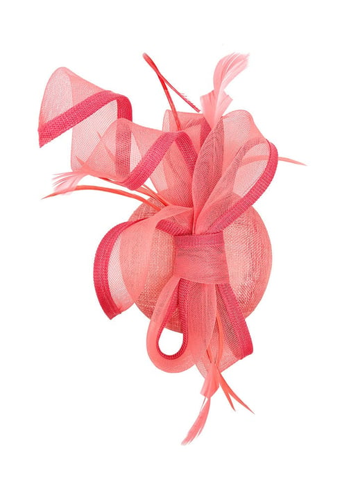 Round Pill Box Fascinator with Bow & Feathers - Image 2
