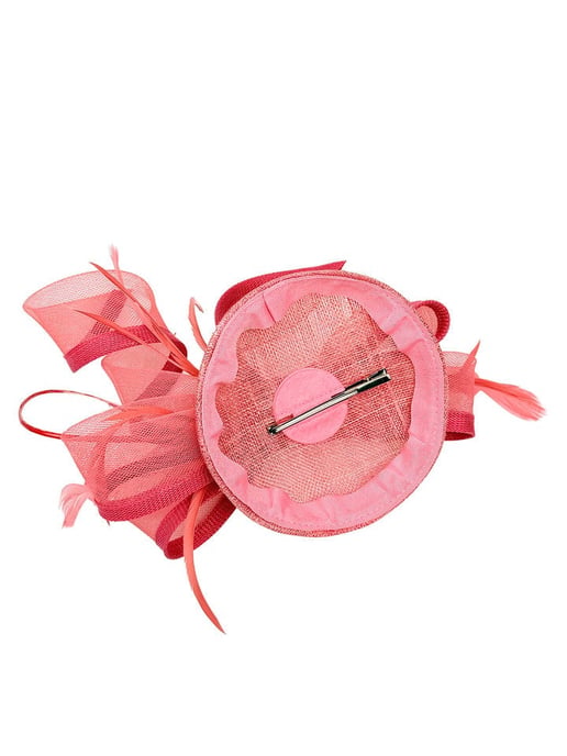Round Pill Box Fascinator with Bow & Feathers - Image 3