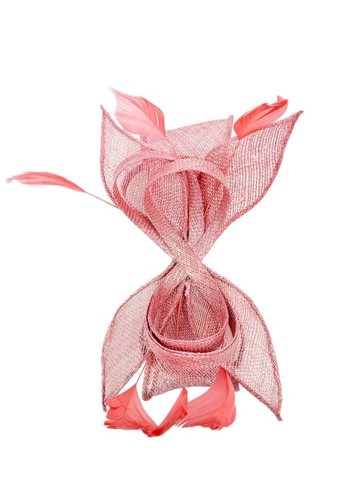 Bow Shaped Fascinator with Sinamay Curls & Feathers - Image 2