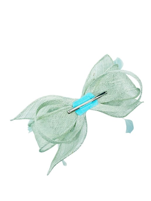 Bow Shaped Fascinator with Sinamay Curls & Feathers - Image 3