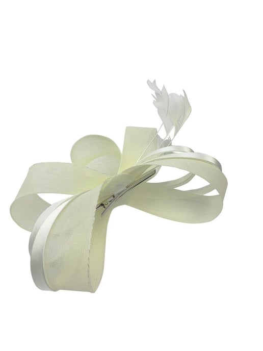 Bow Shaped Fascinator with Satin Loops & Feathers - Image 2