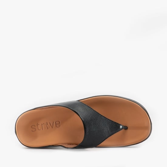 Strive Maui Womens Leather Toe Post Sandals Black - Image 3