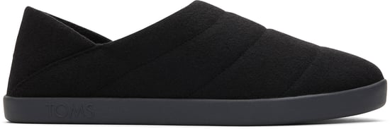 Toms Ezra Cotton Felt Fleece Mens Slippers Black - Image 1