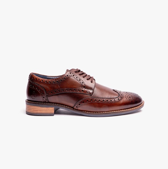 Hush Puppies Dustin Mens Brogue Shoes Chocolate - Image 1