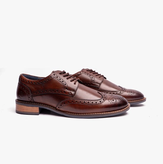 Hush Puppies Dustin Mens Brogue Shoes Chocolate - Image 2