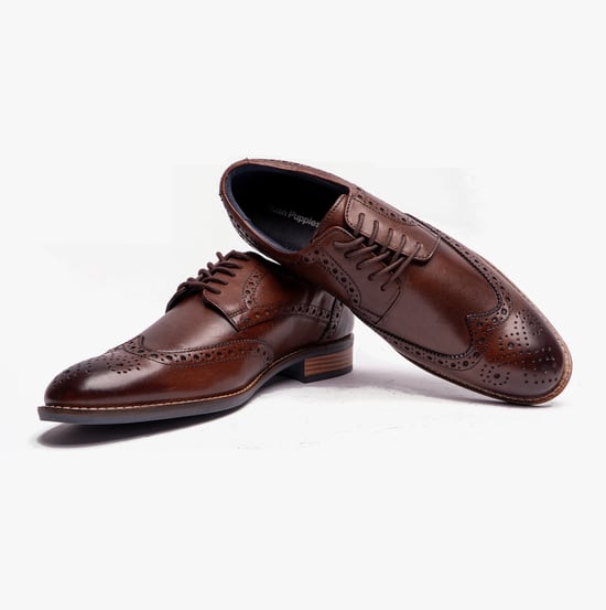 Hush Puppies Dustin Mens Brogue Shoes Chocolate - Image 4