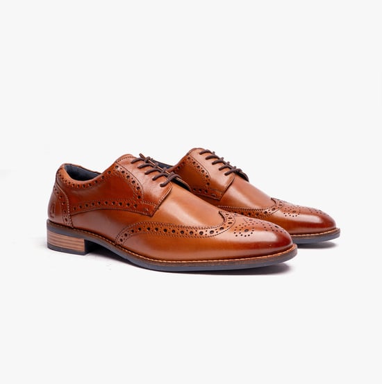 Hush Puppies Dustin Mens Brogue Shoes Tan - Image 3