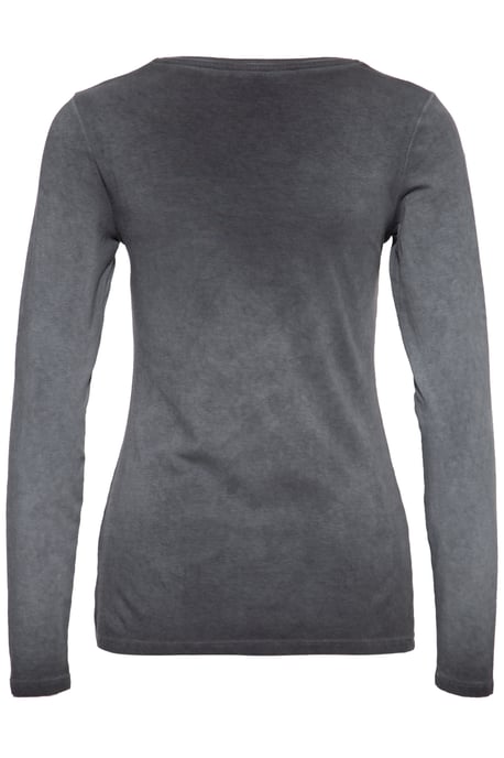 Queen Kerosin Damen Slim Fit Longsleeve mit Retro-Print und Oilwash-Effekt Velden Village 2020 anthrazit - Image 2