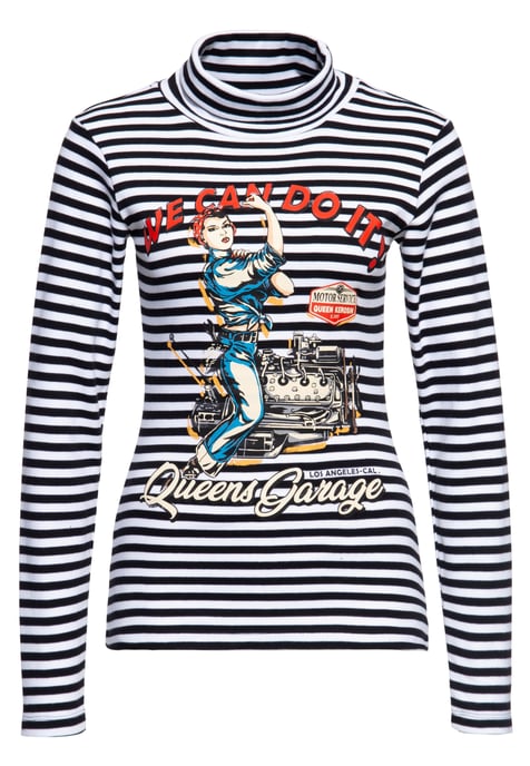 Queen Kerosin Damen Rollkragen Langarmshirt We can do it schwarz - Image 1