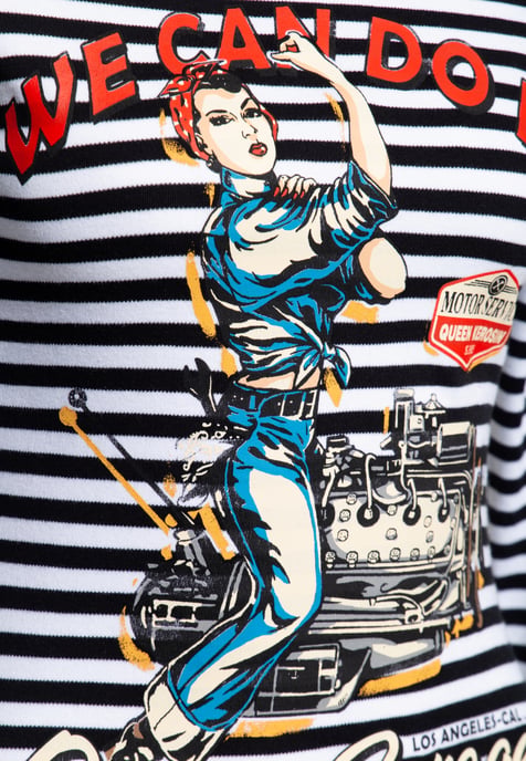 Queen Kerosin Damen Rollkragen Langarmshirt We can do it schwarz - Image 3