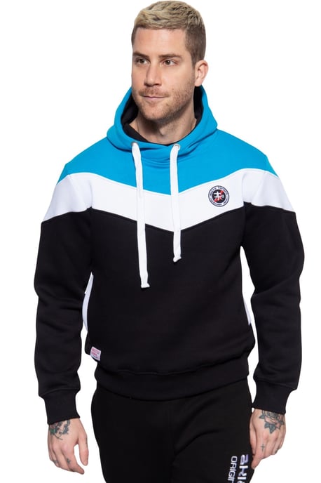 Akito Tanaka Herren Kapuzen Sweater Triple Tone blau - Image 1
