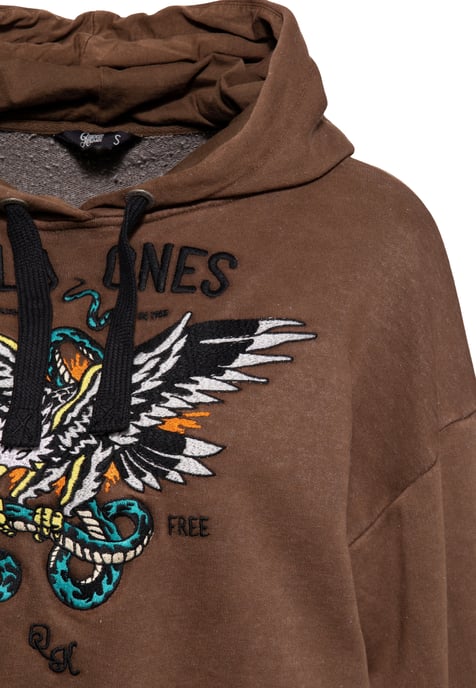 Queen Kerosin Damen Hoodie Wild Ones Ride Free dunkelbraun - Image 5