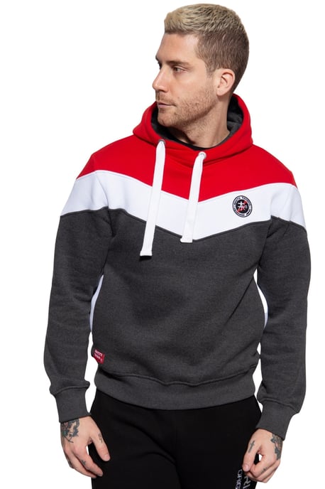 Akito Tanaka Herren Kapuzen Sweater Triple Tone rot - Image 1