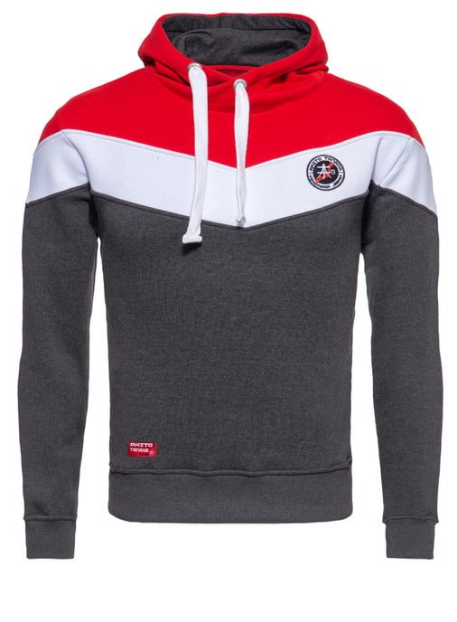 Akito Tanaka Herren Kapuzen Sweater Triple Tone rot - Image 5