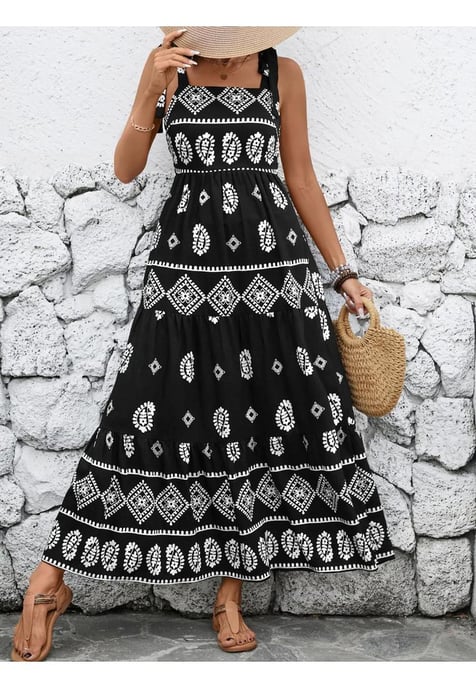 Women's Printed Square Neck Maxi Cami Dress - Image 1