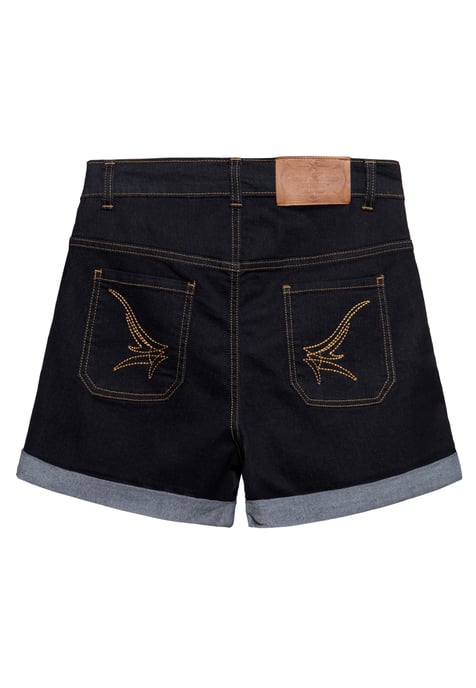 Queen Kerosin Damen Denim Shorts schwarz - Image 2