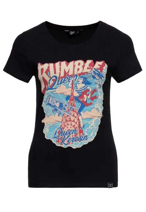 Queen Kerosin Damen T-Shirt Rumble Queen schwarz - Image 1