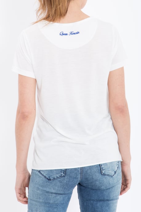 Queen Kerosin Damen QUEEN KEROSIN Basic T-Shirt aus Viskose-Mix offwhite - Image 2