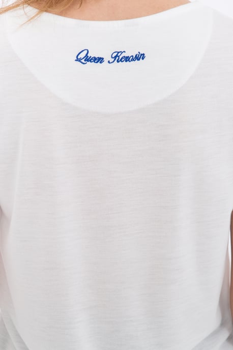 Queen Kerosin Damen QUEEN KEROSIN Basic T-Shirt aus Viskose-Mix offwhite - Image 3