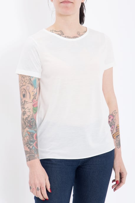 Queen Kerosin Damen QUEEN KEROSIN Basic T-Shirt aus Viskose-Mix offwhite - Image 4