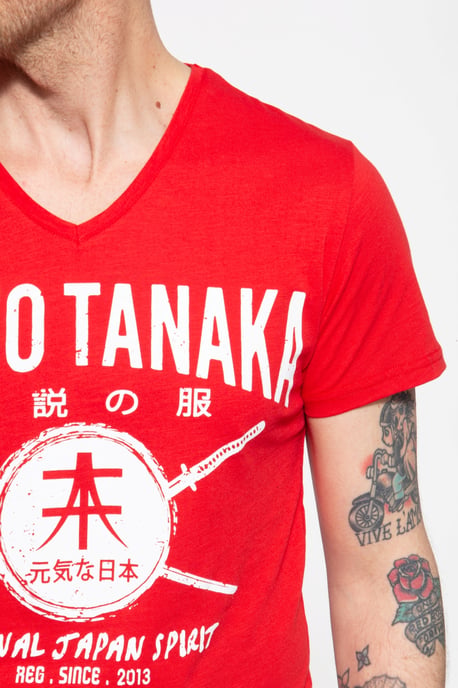 Akito Tanaka Herren T-Shirt mit Frontprint Sword Area rot - Image 3