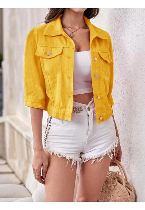 Women's Full Size Cropped Denim Jacket Plus Size - Image 1