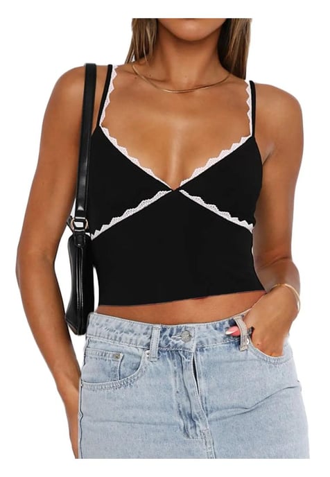 Women's Lace Detail Contrast Trim Cami - Image 1