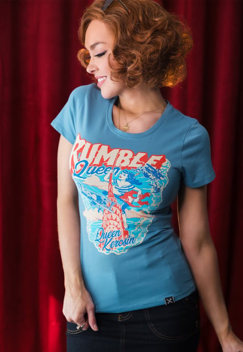 Queen Kerosin Damen T-Shirt Rumble Queen blau - Image 2