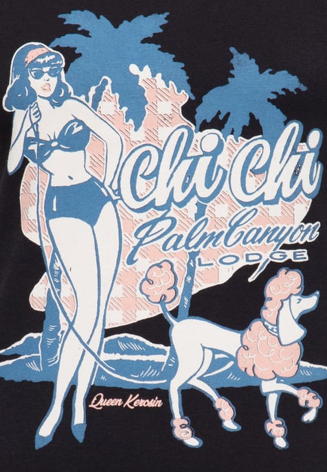 Queen Kerosin Damen T-Shirt Chi Chi Beach Poodle schwarz - Image 3