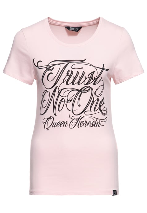 Queen Kerosin Damen Classic T-Shirt Trust no One pink - Image 1